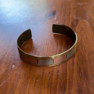 Flat adjustable brass bracelet